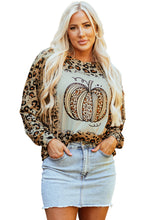 Load image into Gallery viewer, Brown Bleached Halloween Pumpkin Leopard Print Sweatshirt
