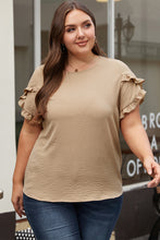 Load image into Gallery viewer, Light French Beige Ruffled Short Sleeve Plus Size Top
