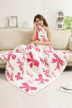 Load image into Gallery viewer, Pink Bow Printed Cozy Soft Throw Blanket
