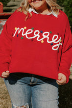 Load image into Gallery viewer, Fiery Red Merry Graphic Christmas Plus Size Sweater
