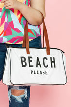 Load image into Gallery viewer, White BEACH PLEASE Print Large Canvas Tote Bag
