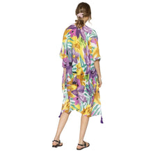 Load image into Gallery viewer, Purple Floral Watercolor Tassel Kimono
