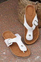 Load image into Gallery viewer, Black Vintage Buckle PU Leather Thong Slippers
