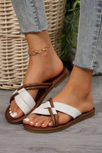 Load image into Gallery viewer, Black Criss Cross PU Leather Flat Slippers
