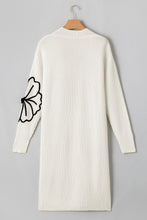 Load image into Gallery viewer, Beige Flower Embroidered Drop Shoulder Open Front Duster Cardigan
