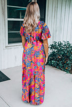 Load image into Gallery viewer, Rose Wrap V Neck Floral Maxi Dress
