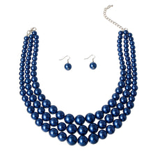 Load image into Gallery viewer, Elegant Multi-Strand Blue Pearl Set
