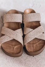 Load image into Gallery viewer, Beige Woven Cross Criss Hollowed Slip-On Slippers
