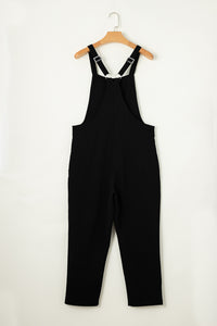 Black Adjustable Buckle Straps Cropped Jumpsuit