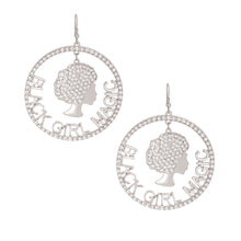 Load image into Gallery viewer, Silver Black Girl Magic Earrings
