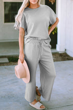 Load image into Gallery viewer, Strawberry Pink Textured Loose Fit T Shirt and Drawstring Pants Set
