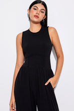 Load image into Gallery viewer, Black Cinched Waist Sleeveless Wide Leg Jumpsuit
