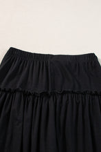 Load image into Gallery viewer, Black Frilled Drawstring High Waist Wide Leg Pants
