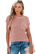 Load image into Gallery viewer, Dusty Pink Lattice Textured Knit Short Sleeve Sweater
