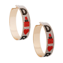 Load image into Gallery viewer, Red Black D Designer Wide Metal Hoops
