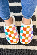 Load image into Gallery viewer, White Vibrant Checkered Plush Thermal Slippers
