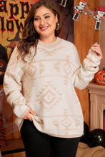 Load image into Gallery viewer, Apricot Plus Size Western Aztec Print Loose Sweater
