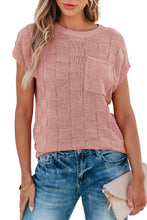 Load image into Gallery viewer, Dusty Pink Lattice Textured Knit Short Sleeve Sweater
