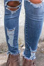 Load image into Gallery viewer, Sky Blue High Waist Distressed Skinny Jeans
