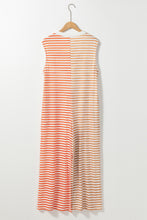 Load image into Gallery viewer, Orange Stripe Oversized Buttoned Front Sleeveless Wide Leg Jumpsuit
