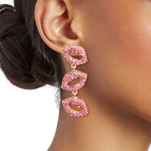 Load image into Gallery viewer, Pink Triple Lips Earrings
