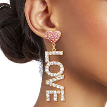 Load image into Gallery viewer, Pink Gold LOVE YOU Earrings

