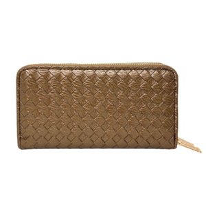 Zipper Wallet Bronze Woven Wristlet for Women