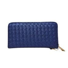 Load image into Gallery viewer, Zipper Wallet Navy Woven Wristlet for Women
