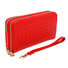 Load image into Gallery viewer, Zipper Wallet Red Woven Wristlet for Women
