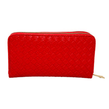 Load image into Gallery viewer, Zipper Wallet Red Woven Wristlet for Women
