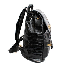 Load image into Gallery viewer, Backpack Black Croc Flap Bag Set for Women
