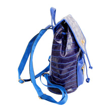 Load image into Gallery viewer, Backpack Blue Croc Flap Bag Set for Women
