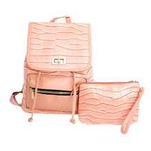 Load image into Gallery viewer, Backpack Pink Croc Flap Bag Set for Women
