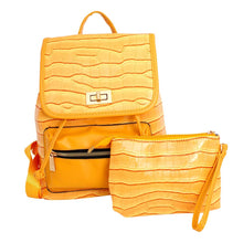 Load image into Gallery viewer, Backpack Yellow Croc Flap Bag Set for Women
