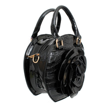 Load image into Gallery viewer, Handbag Round Black Flower Croc Bag for Women
