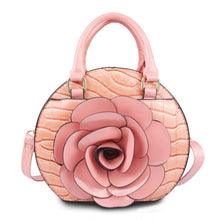 Load image into Gallery viewer, Handbag Round Pink Flower Croc Bag for Women
