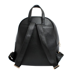 Moto Backpack Black Zipper Medium Bag for Women