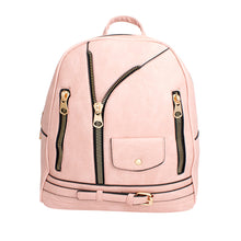 Load image into Gallery viewer, Moto Backpack Pink Zipper Medium Bag for Women
