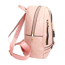 Load image into Gallery viewer, Moto Backpack Pink Zipper Medium Bag for Women
