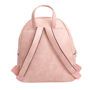 Moto Backpack Pink Zipper Medium Bag for Women