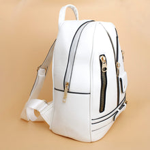 Load image into Gallery viewer, Moto Backpack White Zipper Medium Bag for Women
