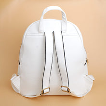 Load image into Gallery viewer, Moto Backpack White Zipper Medium Bag for Women
