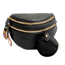 Load image into Gallery viewer, Crossbody Black Love Zipper Saddle Bag for Women
