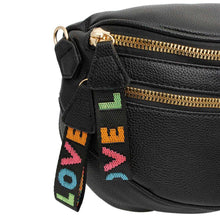 Load image into Gallery viewer, Crossbody Black Love Zipper Saddle Bag for Women
