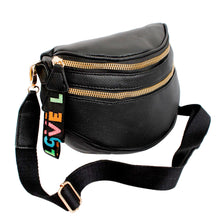 Load image into Gallery viewer, Crossbody Black Love Zipper Saddle Bag for Women
