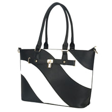 Load image into Gallery viewer, Tote Black and White Stripe Handbag for Women
