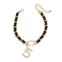 Load image into Gallery viewer, Anklet Black Woven Gold Chain No 5 for Women
