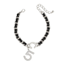 Load image into Gallery viewer, Anklet Black Woven Silver Chain No 5 for Women
