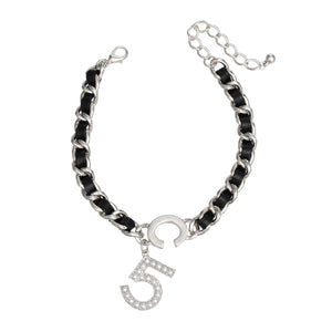 Anklet Black Woven Silver Chain No 5 for Women