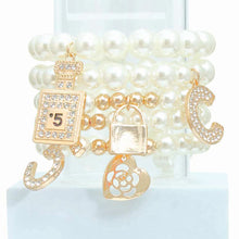 Load image into Gallery viewer, Cream Pearl No. 5 Boutique Charm Bracelets
